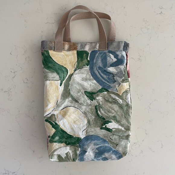 Hand Crafted Abstract/Floral Fabric Tote Bag w Nylon Handles Multi Color Sz OS - Picture 5 of 7